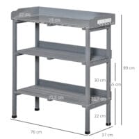 Pflanztisch mit robuster Metall-Arbeitsfläche für Balkon und Garten.