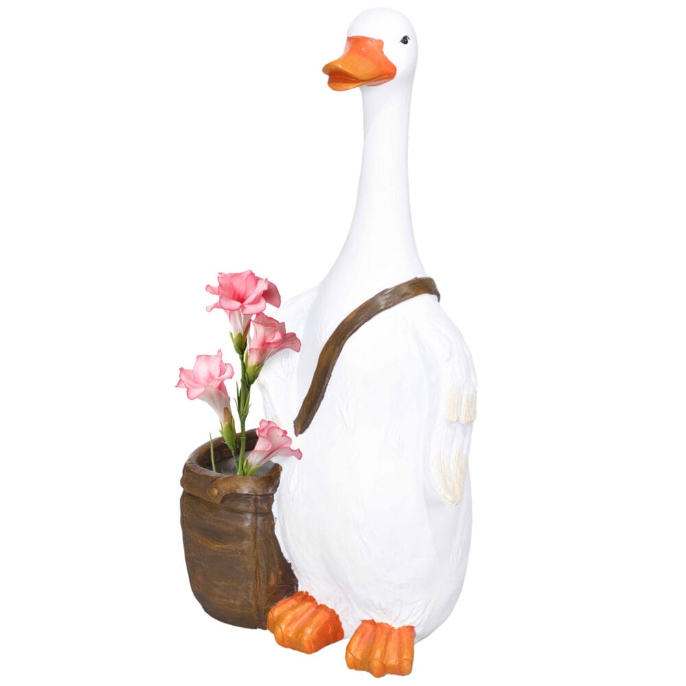 Pflanztopf mit Entwässerungssystem, Schwan-Design, für Indoor & Outdoor, Farbe Weiß.