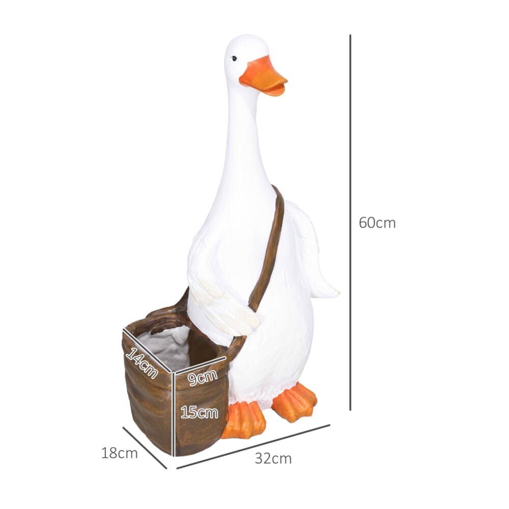 Pflanztopf mit Entwässerungssystem, Schwan-Design, für Indoor & Outdoor, Farbe Weiß.