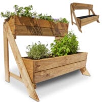 Holz-Pflanztreppe mit zwei Ebenen für Blumen oder Kräuter.