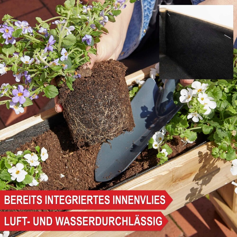 Holz-Pflanztreppe mit zwei Ebenen für Blumen oder Kräuter.