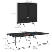 Klappbarer PingPong Tischtennistisch mit Netz und Rollen, Größe 274x152,5x76 cm für Tischtennis-Matches.