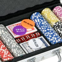 Silberner Pokerkoffer mit 300 Chips und Schloss, Komplettset für Pokerabende