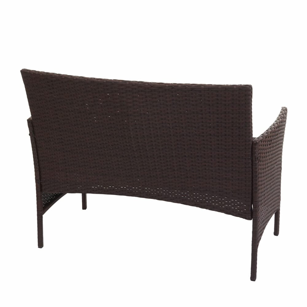 Poly-Rattan Gartenbank Halden braun meliert Kissen schwarz