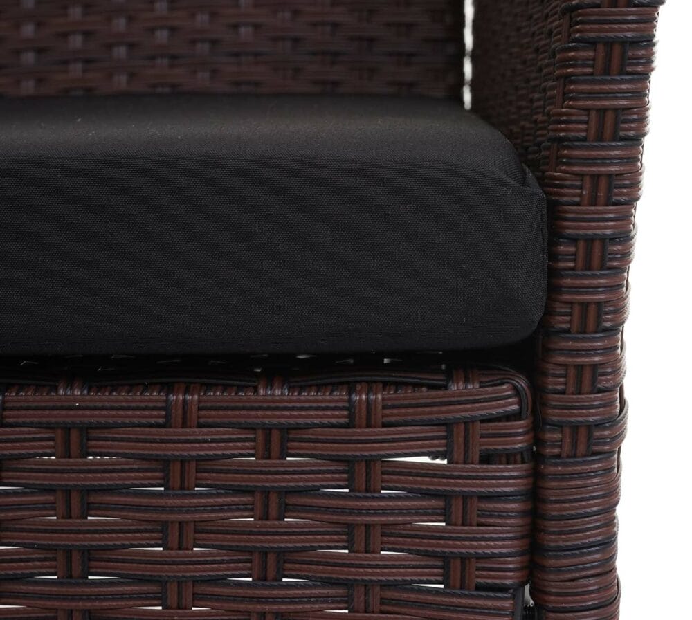 Poly-Rattan Gartenbank Halden braun meliert Kissen schwarz