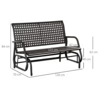 Dunkelgraue Polyrattan-Schaukelbank für zwei Personen.