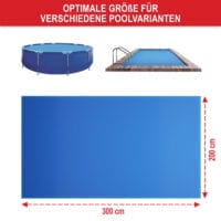 Kompakte Pool Solarplane (300x200cm), wärmespeichernd und zuschneidbar.