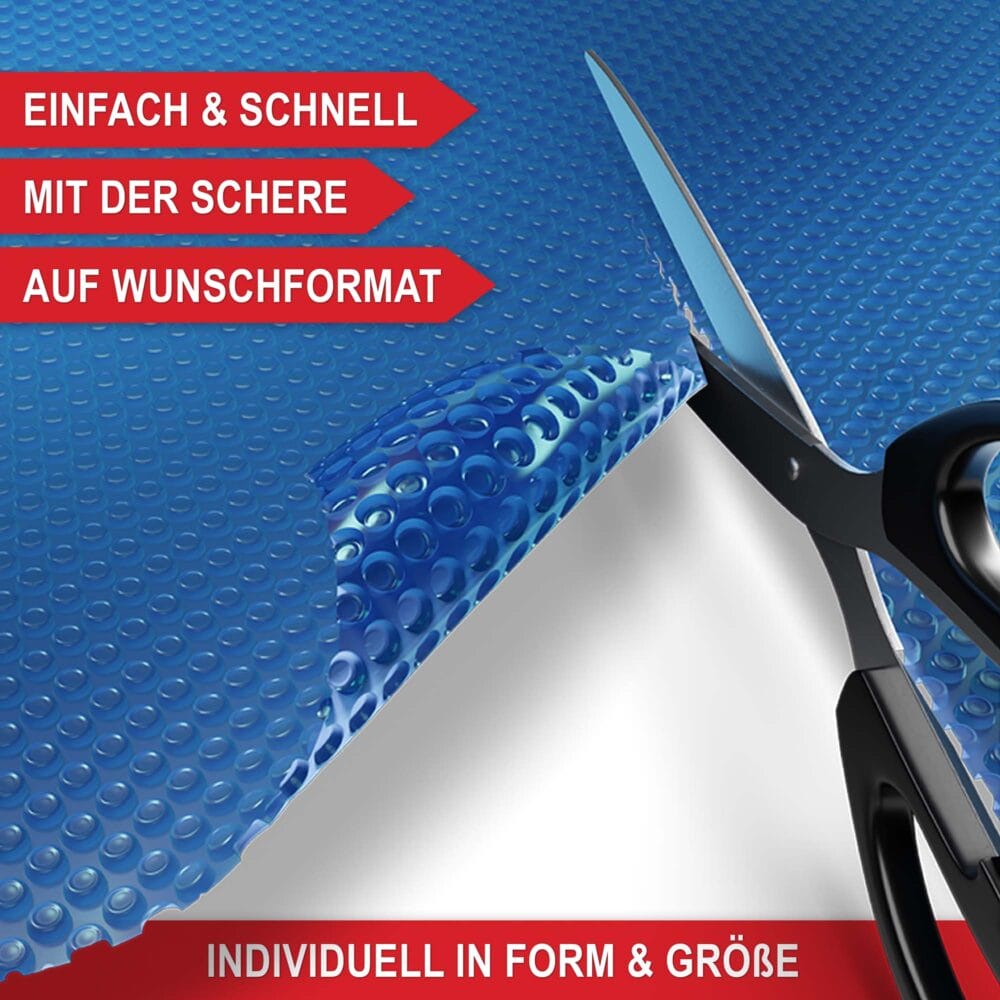 Effiziente Pool Solarplane (600x400cm), wärmespeichernd und zuschneidbar.