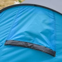 Pop-Up Zelt für 1–2 Personen, leicht & robust, Farbe Blau-Grau.