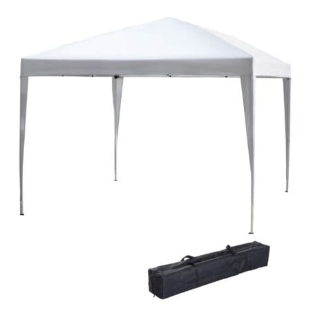 Weißer Pop-Up Pavillon 295x295m mit UV-Schutz.