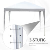 Weißer Pop-Up Pavillon 295x295m mit UV-Schutz.