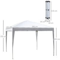 Weißer Pop-Up Pavillon 295x295m mit UV-Schutz.