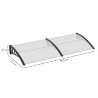 Transparentes Pultvordach für die Haustür, aus Polycarbonat und Aluminium, bietet modernen Wetterschutz.