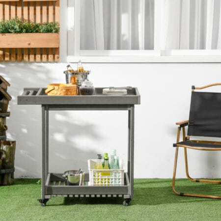 Servierwagen Barbecue Trolley mit Handtuchhalter Grau