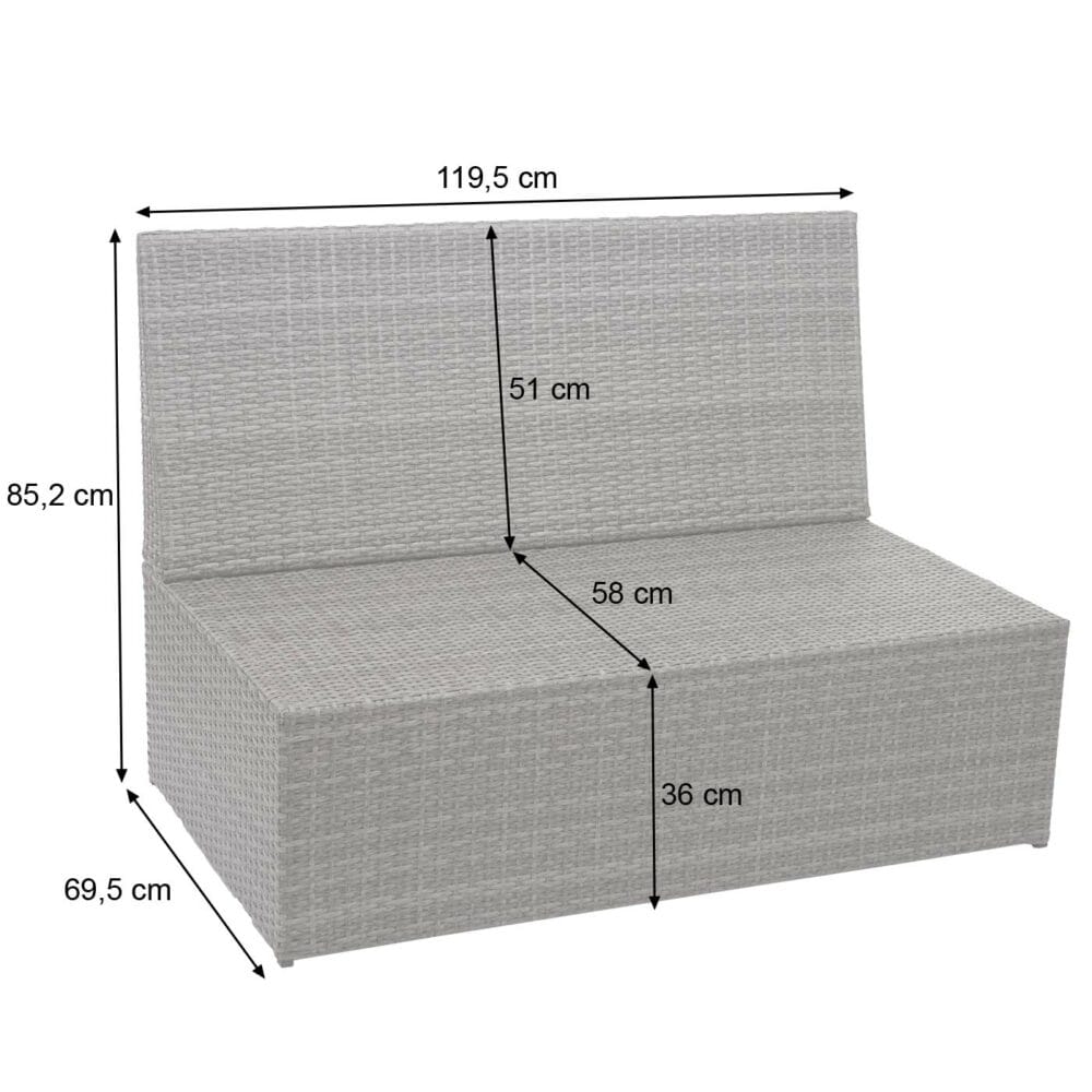 Rattan 2er Sofa Lounge-Gartenbank Gastronomie 120cm JAM-G16