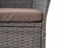 Rattan Gartenbank mit Tisch 132cm grau, Kissen creme