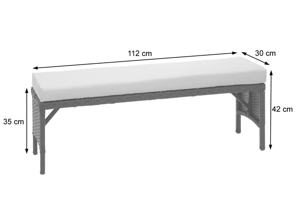 Rattan Sitzbank Gartenbank Gastronomie 112cm JAM-G16