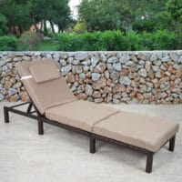 Rattan Sonnenliege Liegestuhl ~ Premium braun Kissen creme