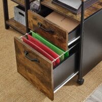 Rollcontainer Aktenschrank Büro mit Rollen Braun Schwarz