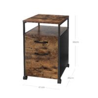 Rollcontainer Aktenschrank Büro mit Rollen Braun Schwarz