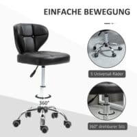 Ein 2er-Set höhenverstellbarer Rollhocker in Dunkelgrau.