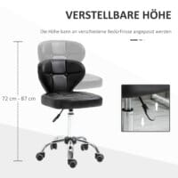 Ein 2er-Set höhenverstellbarer Rollhocker in Dunkelgrau.