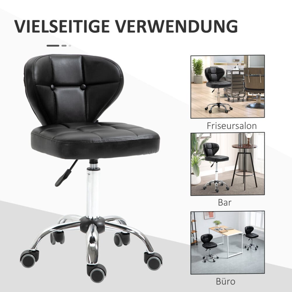 Ein 2er-Set höhenverstellbarer Rollhocker in Dunkelgrau.