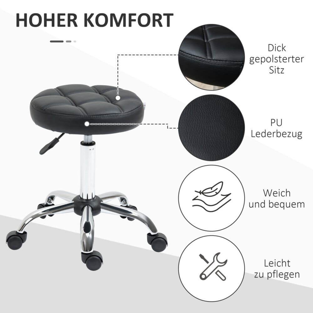 Ein 2er-Set höhenverstellbare Rollhocker mit Rädern.