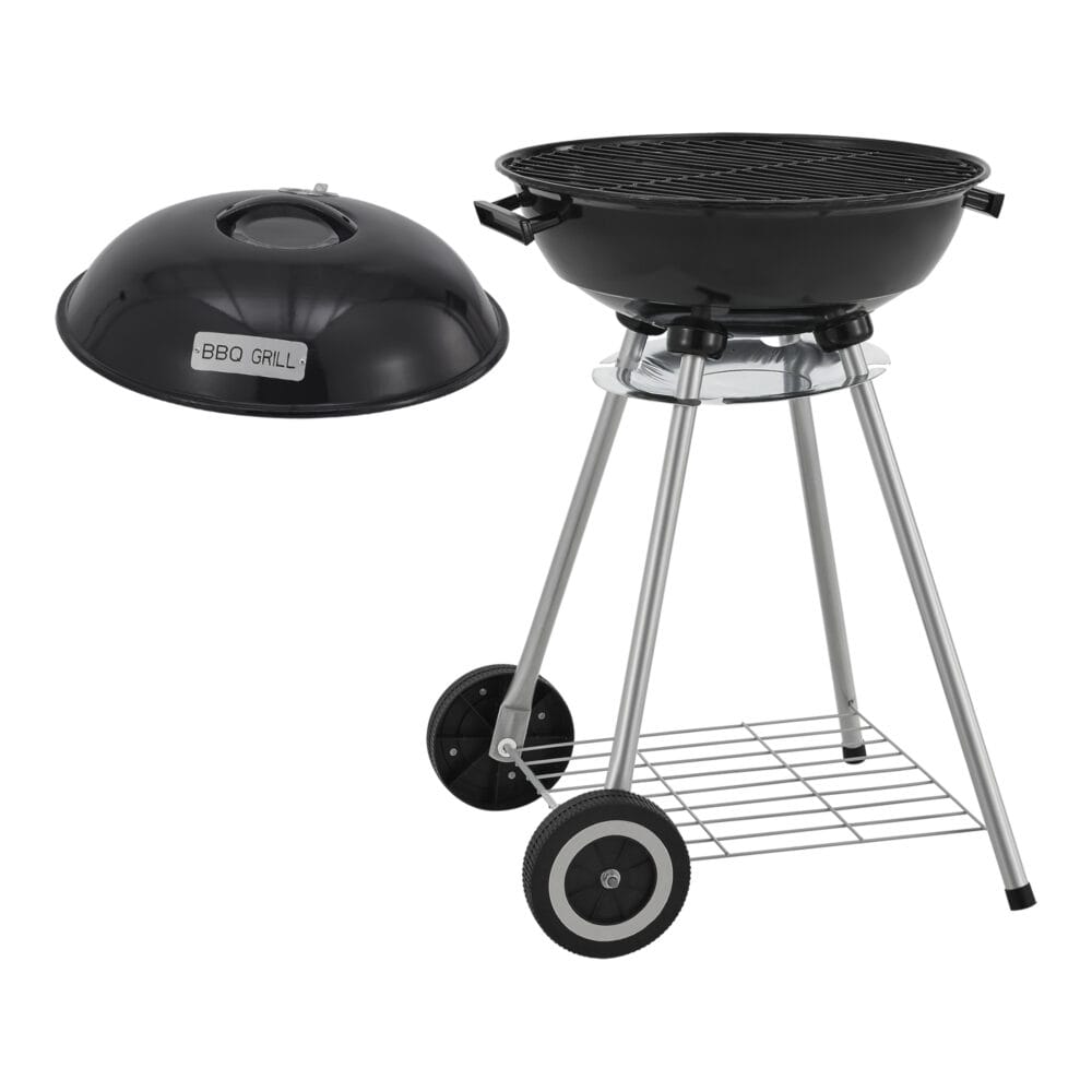 Rundgrill El Paso in Schwarz, Maße 80x49x47cm, handlich und ideal für Grillfans mit wenig Platz.