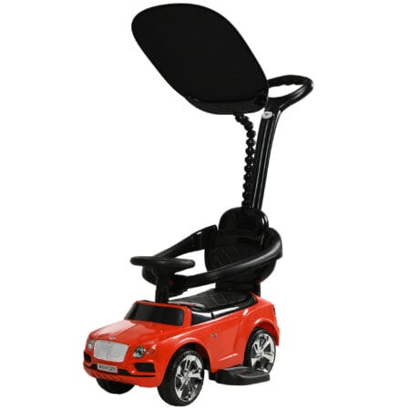 Rotes 3-in-1 Rutschauto für Kinder mit abnehmbarem Verdeck, passt sich verschiedenen Altersstufen an und bietet vielseitigen Spielspass.