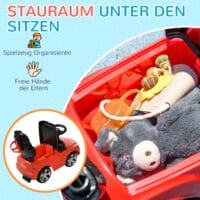 Rotes 3-in-1 Rutschauto für Kinder mit abnehmbarem Verdeck, passt sich verschiedenen Altersstufen an und bietet vielseitigen Spielspass.