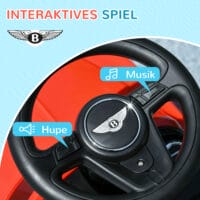 Rotes Rutschauto im Bentley Bentayga Design mit Hupe und Kippschutz, geeignet für Kinder ab 18 Monaten. Ein stylisches und sicheres erstes Fahrzeug.