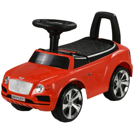 Rotes Rutschauto im Bentley Bentayga Design mit Hupe und Kippschutz, geeignet für Kinder ab 18 Monaten. Ein stylisches und sicheres erstes Fahrzeug.