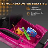 Rosa Bobby Car Rutschauto mit Stauraum unter dem Sitz und Musikfunktion, ideal für Kinder von 1.5-5 Jahren. Bringt extra Spass bei jeder Fahrt.
