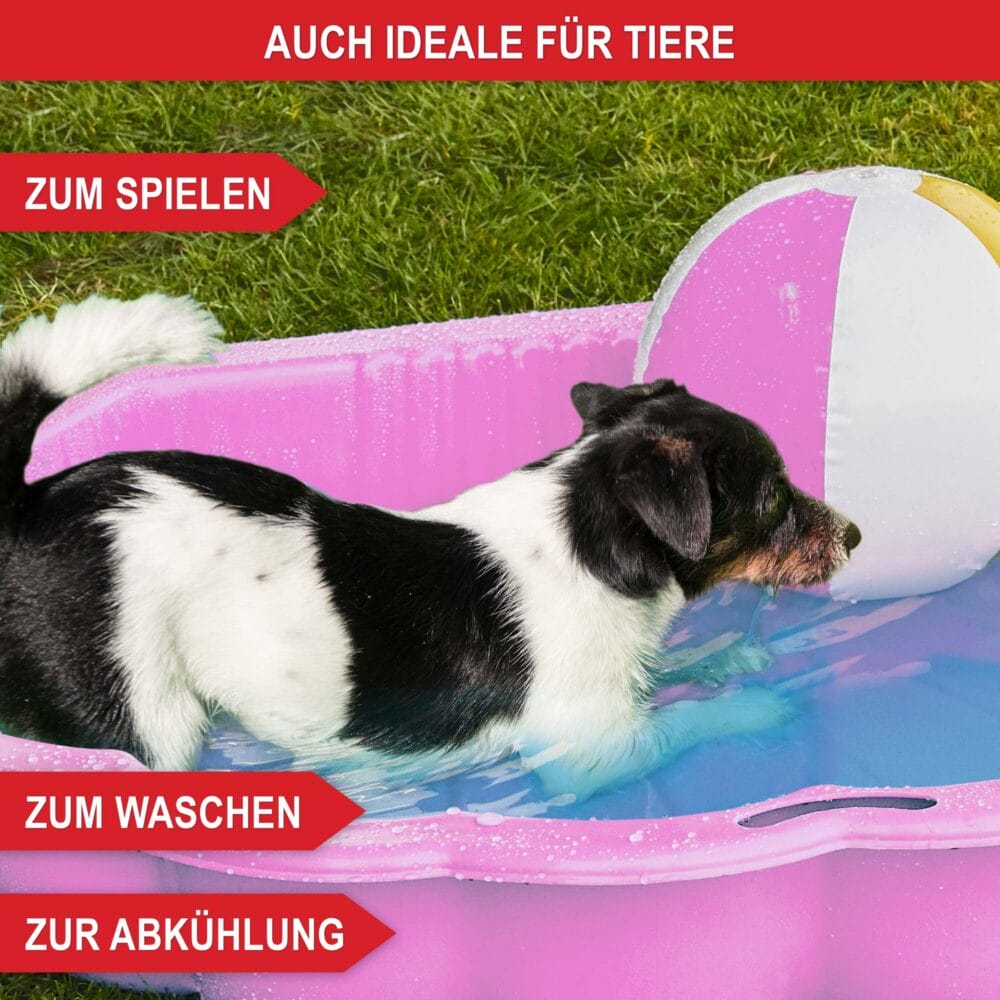 Rosa Muschel-Sandkasten mit klappbarem Deckel zum Schutz vor Schmutz.