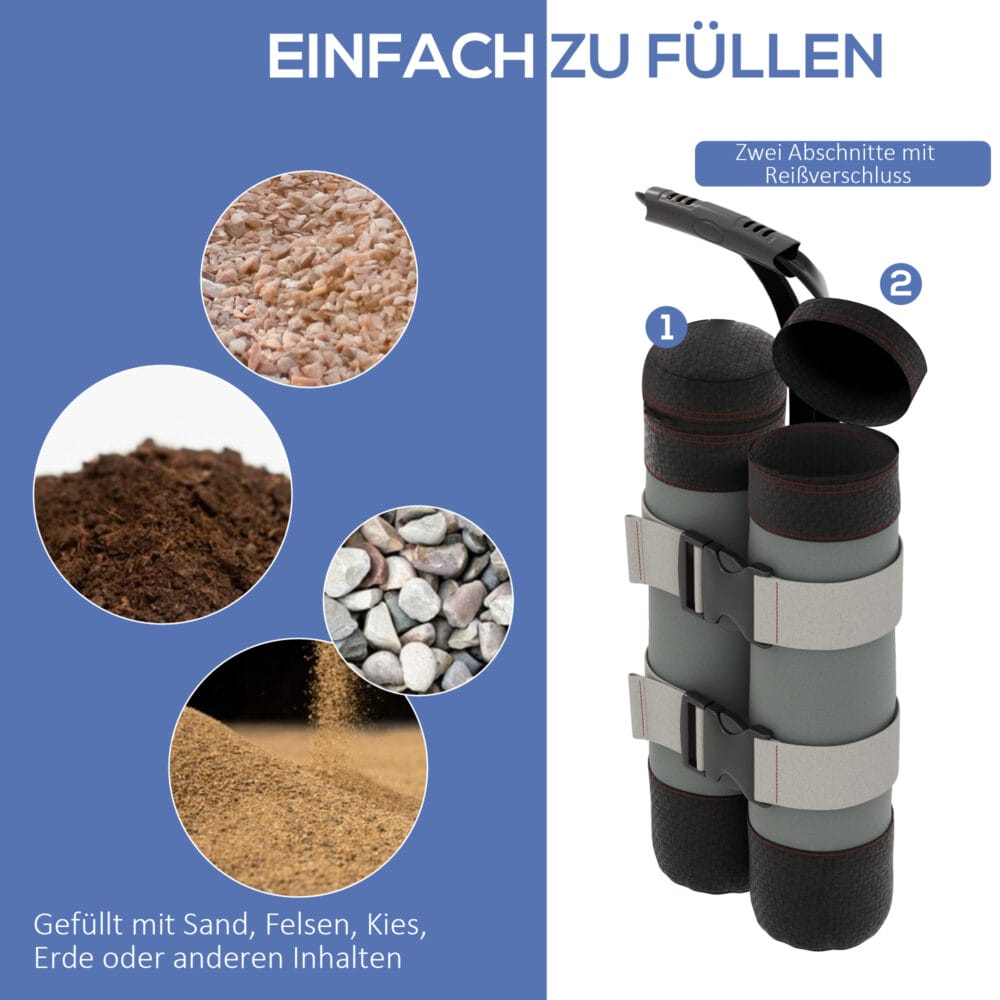 Robustes 4er-Set graue/schwarze Sandsäcke für Pavillon.