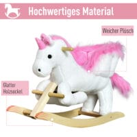 Rosa-weisses klassisches Schaukelpferd, eine bezaubernde Kinderschaukel, die die Balance fördert und fantasievolle Abenteuer ermöglicht.
