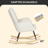 Schaukelsessel in Samtoptik mit Armlehnen, Beige, ideal für Wohn- und Schlafzimmer, stilvoll und bequem.