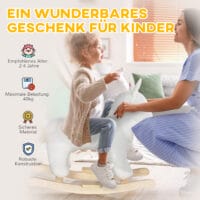 Weisses Plüsch-Schaukeltier in Form eines süssen Hundes mit Soundeffekten, ideal für Kinder von 2-4 Jahren. Ein treuer Spielkamerad, der zum Schaukeln einlädt.