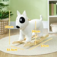 Weisses Plüsch-Schaukeltier in Form eines süssen Hundes mit Soundeffekten, ideal für Kinder von 2-4 Jahren. Ein treuer Spielkamerad, der zum Schaukeln einlädt.