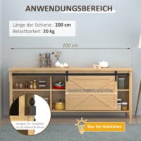 Schwarzer Schiebetürbeschlag aus Kohlenstoffstahl für eine einzelne Schiebetür.