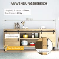 Komplettes schwarzes Schiebetürsystem für zwei Schiebetüren.