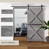 Schwarzes Schiebetürsystem aus robustem Kohlenstoffstahl, komplett für die Installation.