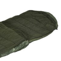 Schlafsack als Deckenschlafsack, klappbar für 3–4 Jahreszeiten, Farbe Grün.