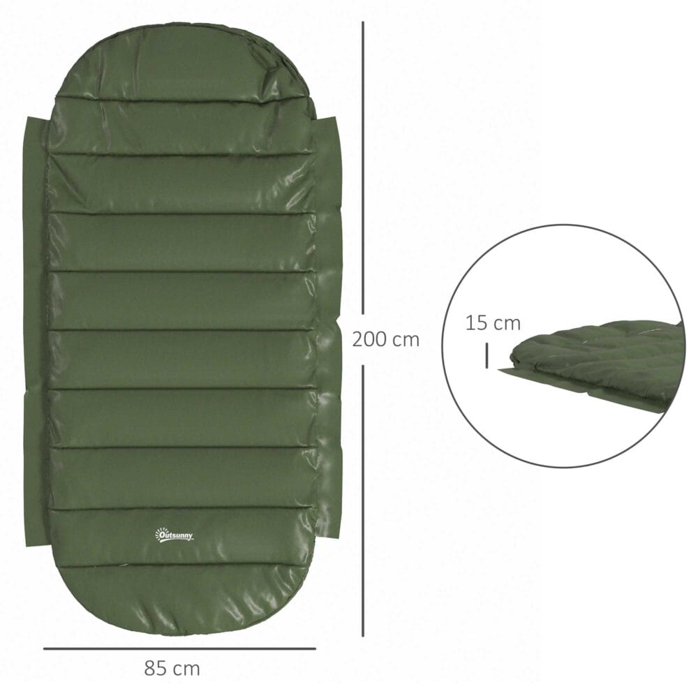 Schlafsack als Deckenschlafsack, klappbar für 3–4 Jahreszeiten, Farbe Grün.