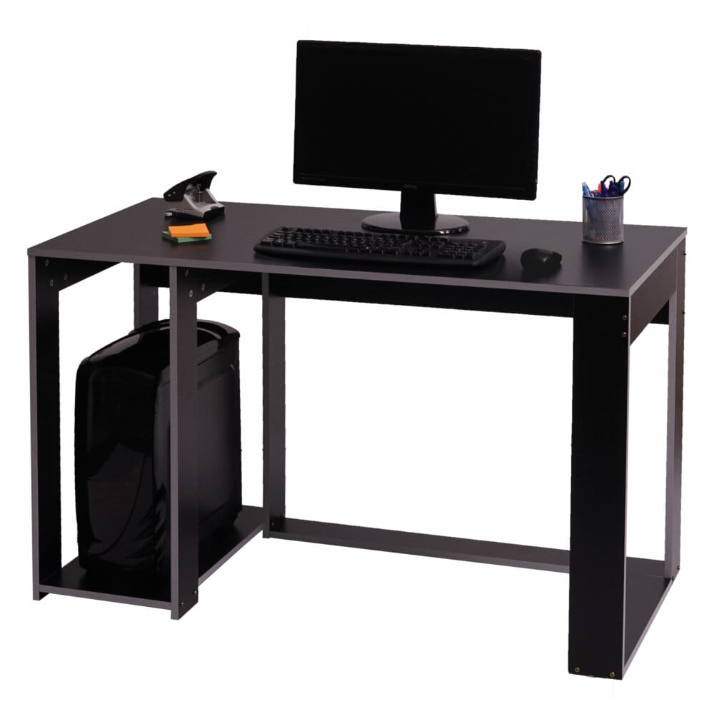 Schreibtisch Computertisch Bürotisch, 120x60x76cm schwarz-grau