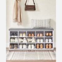Schuhbank mit 15 Fächern, ideal zur platzsparenden Aufbewahrung von Schuhen.