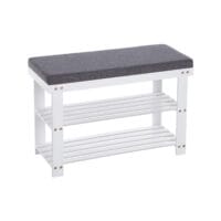 Schuhbank Sitzbank 2-stufig Bambus Weiss Grau