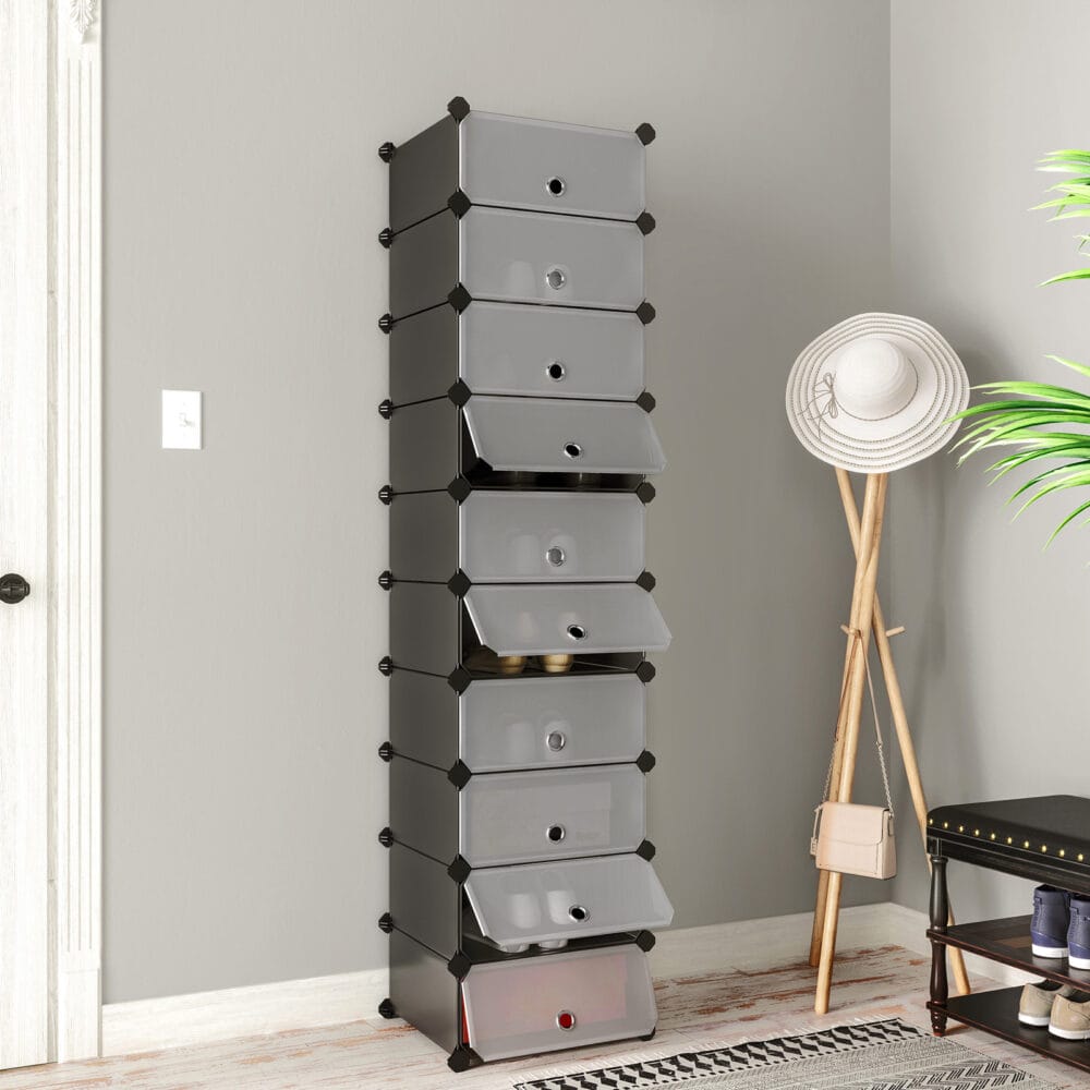 Schuhregal DIY Modulares Regal 10 Fächer Schwarz