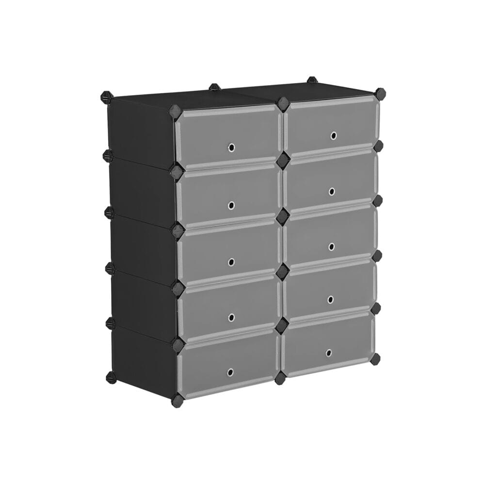 Schuhregal DIY Modulares Regal 10 Fächer Schwarz